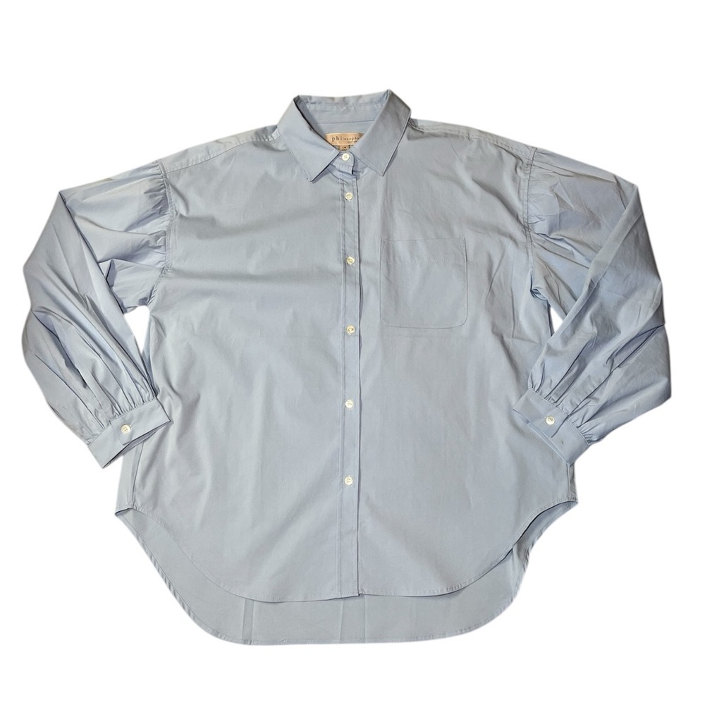 Philosophy Sky Blue Casual Button Down Shirt Blouse. Large. Business casual